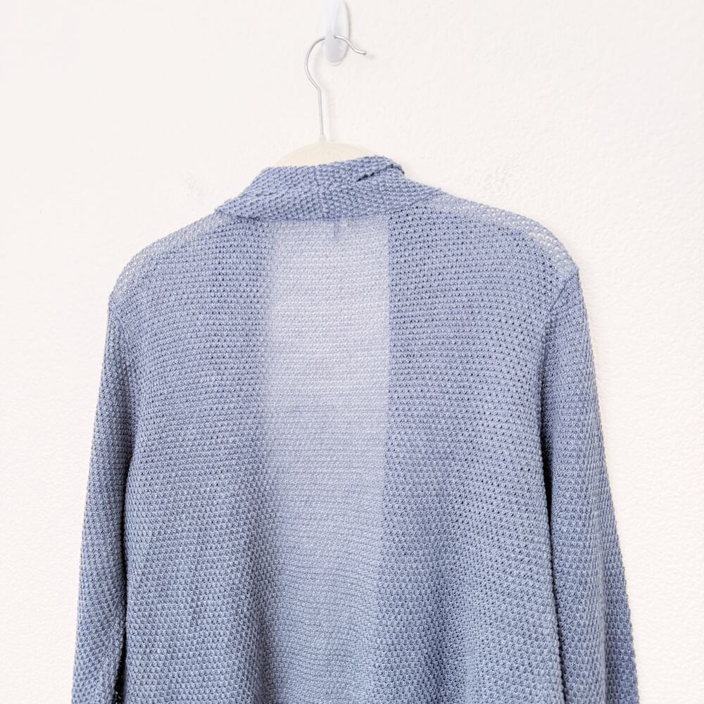 [J. Jill] Pure Jill Blue Gray Linen Blend Open Front Cardigan Sweater Sz Medium - Picture 4 of 10